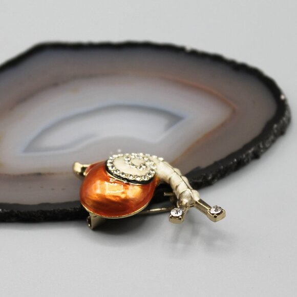 Snail pin brooch jewelry fashion gold tone crystals cute adorable animal new - Picture 4 of 11